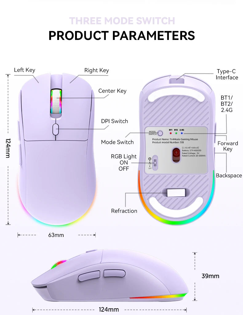 Rechargeable Wireless Mouse Bluetooth